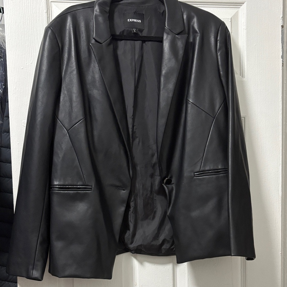 Express Black Faux Leather Blazer Jacket